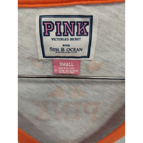 VICTORIAS SECRET PINK COLLEGIATE SYRACUSE "GO'CUSE" ORANGE VNECK 3/4 SLEEVE NWOT - Picture 3 of 5